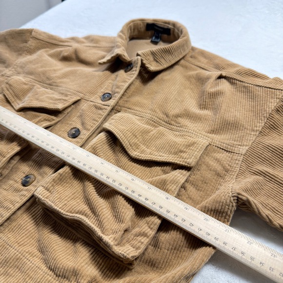 Forever 21 Corduroy Jacket Women Medium Tan Excellent Utility Cropped Shacket - Picture 8 of 8